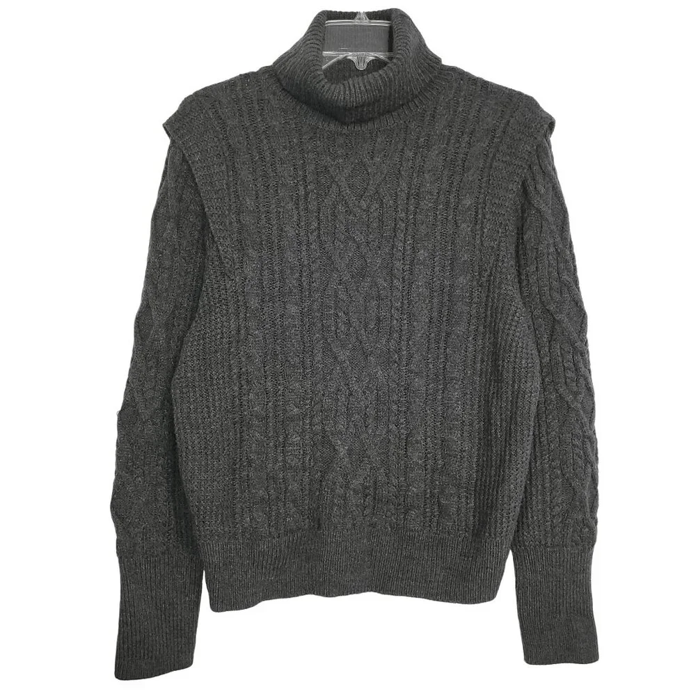 Skull Cashmere Acrylic Cable Knit Fisherman Turtleneck Sweater